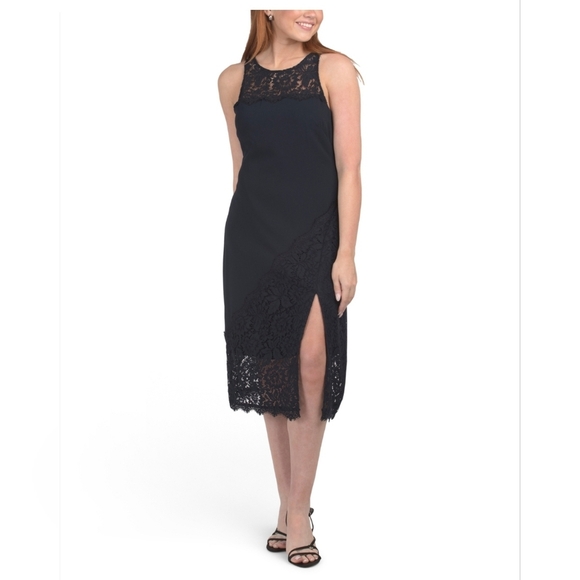 🔹️Aidan Mattox🔹️ Twilight Sleeveless Lace Midi Cocktail Sheath  Dress - Picture 2 of 5
